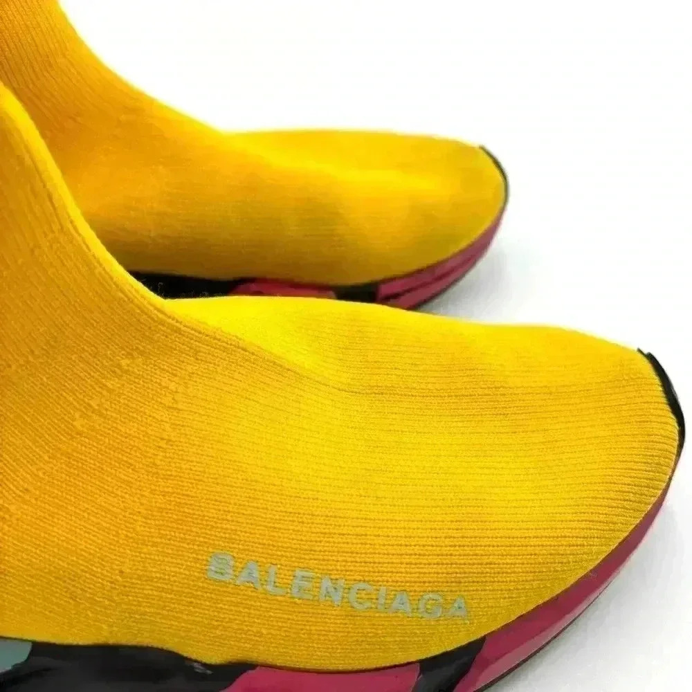 Balenciaga Speed High-Top Yellow Sneakers in size 36EU /6 US women's- pre-loved - Picture 6 of 17